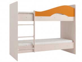 Кровать 2-х ярусная Мая на латофлексах млечный дуб, оранжевая в Волчанске - volchansk.magazinmebel.ru | фото - изображение 1