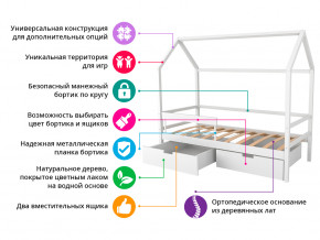 Кровать-домик Svogen с ящиками и бортиком белый в Волчанске - volchansk.magazinmebel.ru | фото - изображение 7