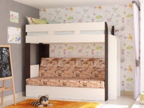 Кровать двухъярусная Карамель 75 венге ткань савана в Волчанске - volchansk.magazinmebel.ru | фото