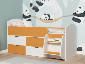 Кровать Малыш-7 белое дерево-оранжевый в Волчанске - volchansk.magazinmebel.ru | фото - изображение 1