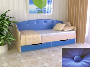 Кровать Юниор Тип 2 дуб молочный/синий 800х1600 в Волчанске - volchansk.magazinmebel.ru | фото